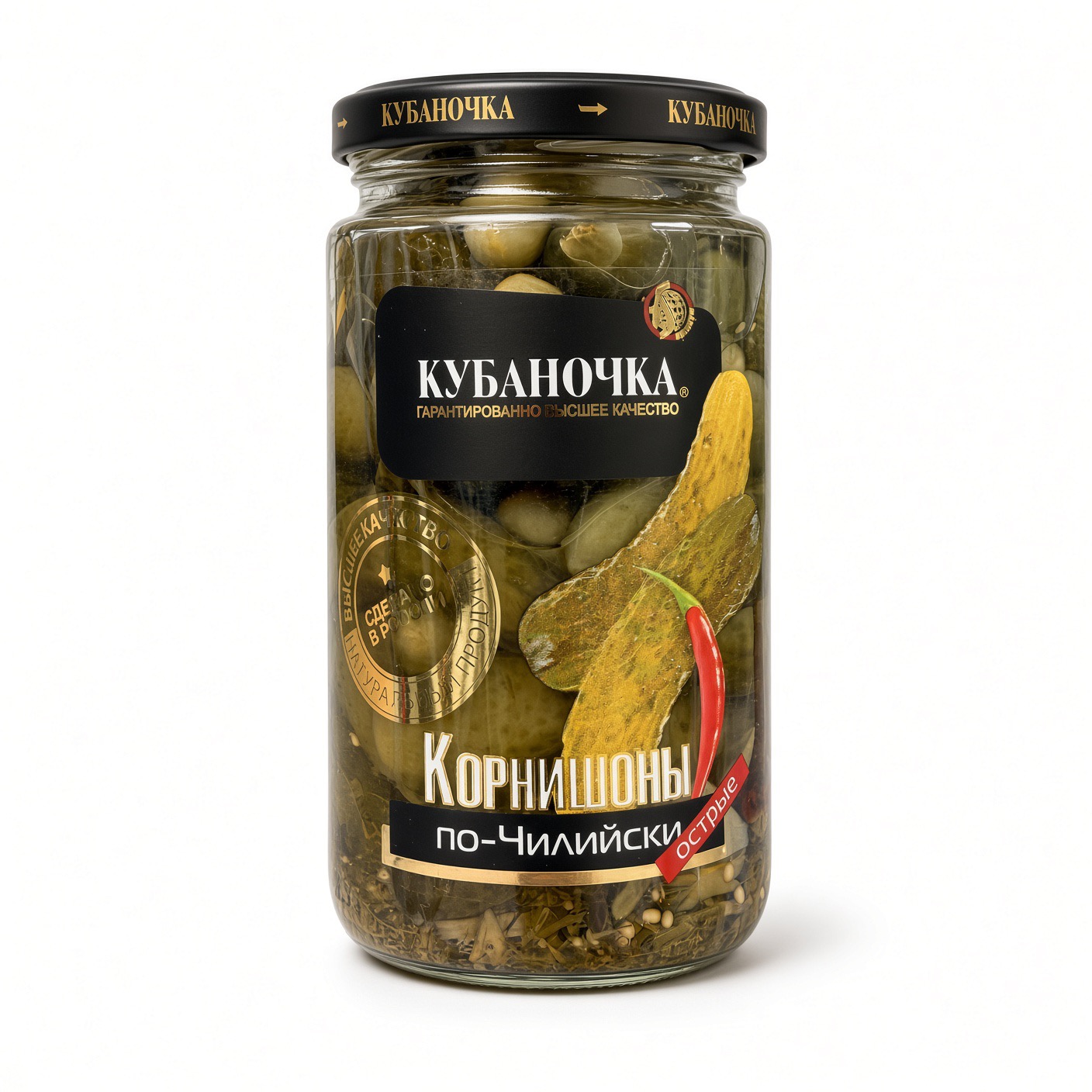 Корнишоны маринованные по-Чилийский, Кубаночка, 360 гр.
