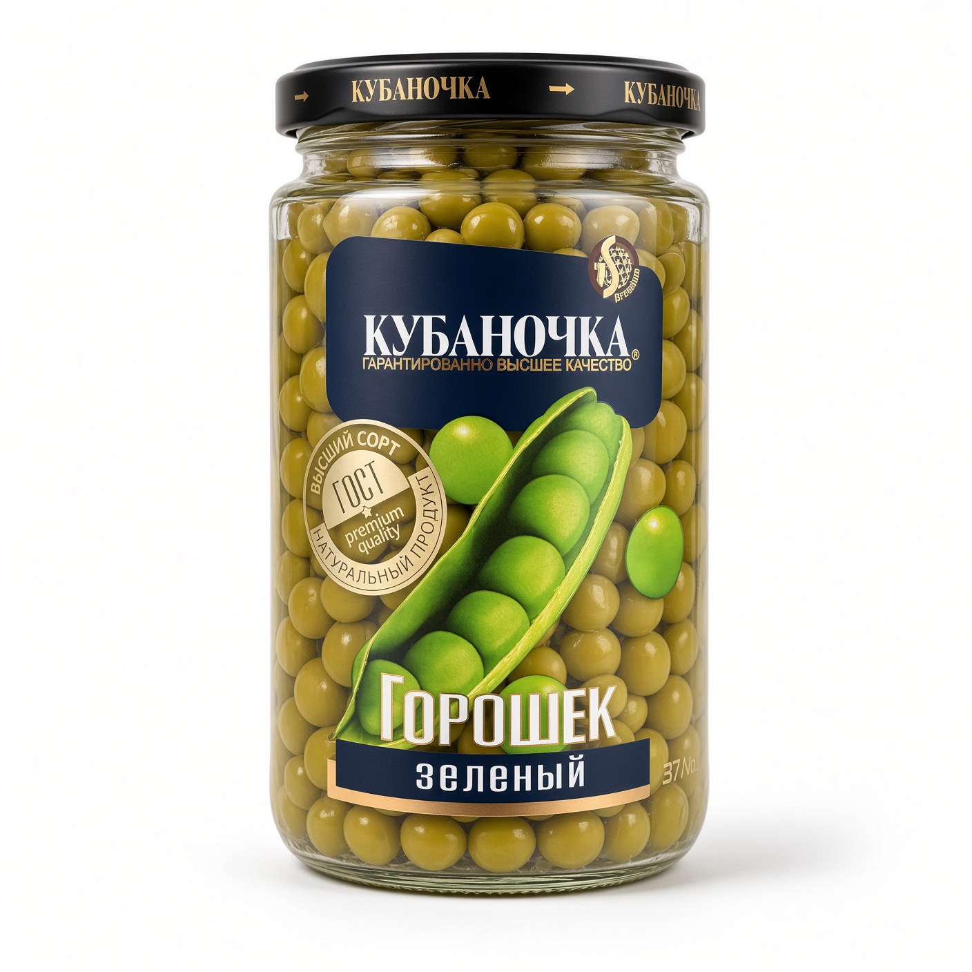 Горошек зеленый консерв. , Кубаночка, 370 гр.
