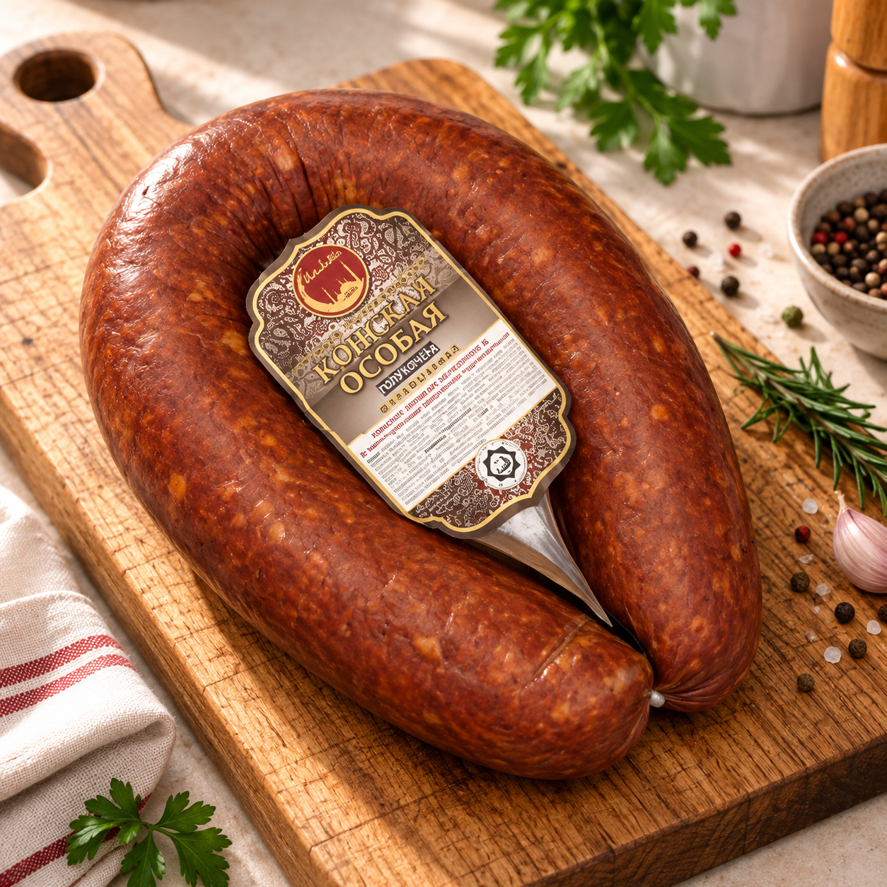 Колбаса полукопченная Конская особая халяль, Ихляс