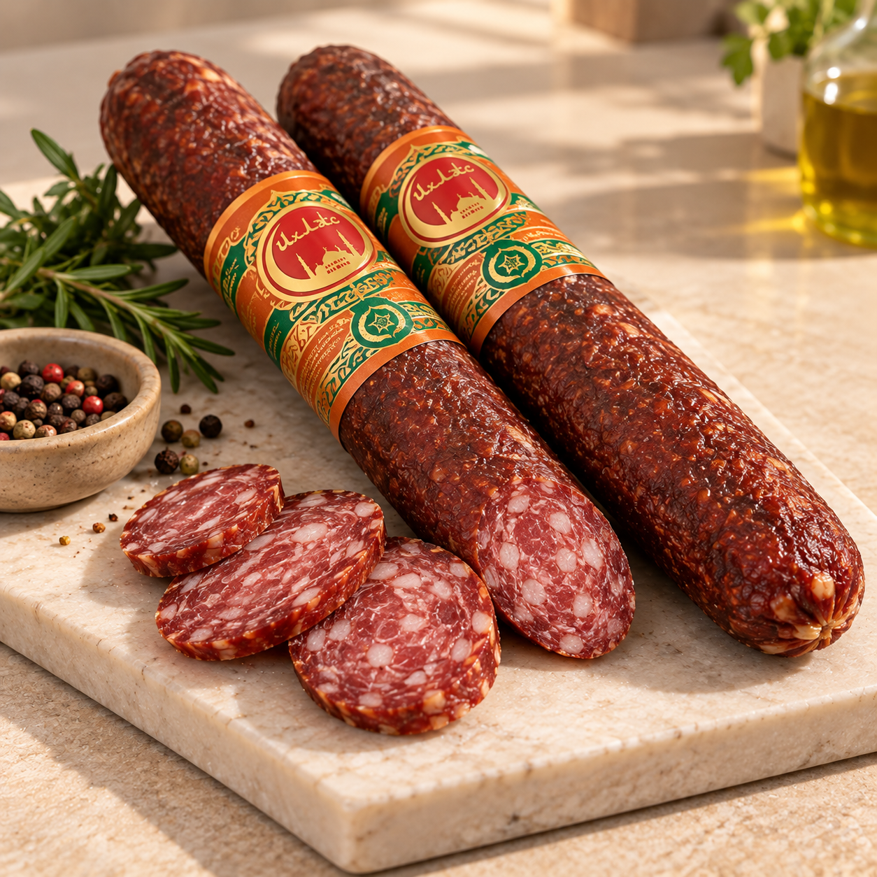 Колбаса сырокопченная Королевская халяль, Ихляс, 246 г.