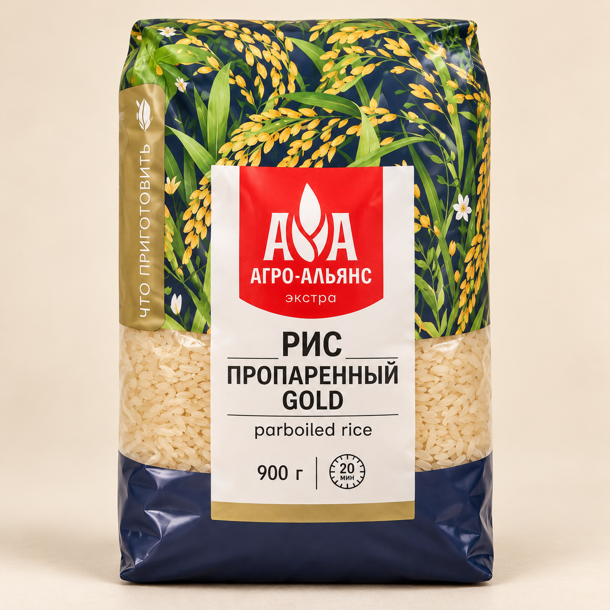 Рис пропаренный, Gold, Агро-альянс, 900 г.